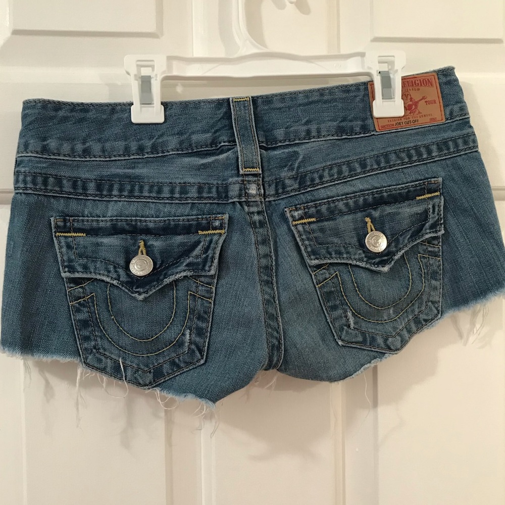 True Religion Distressed Blue Jean Shorts